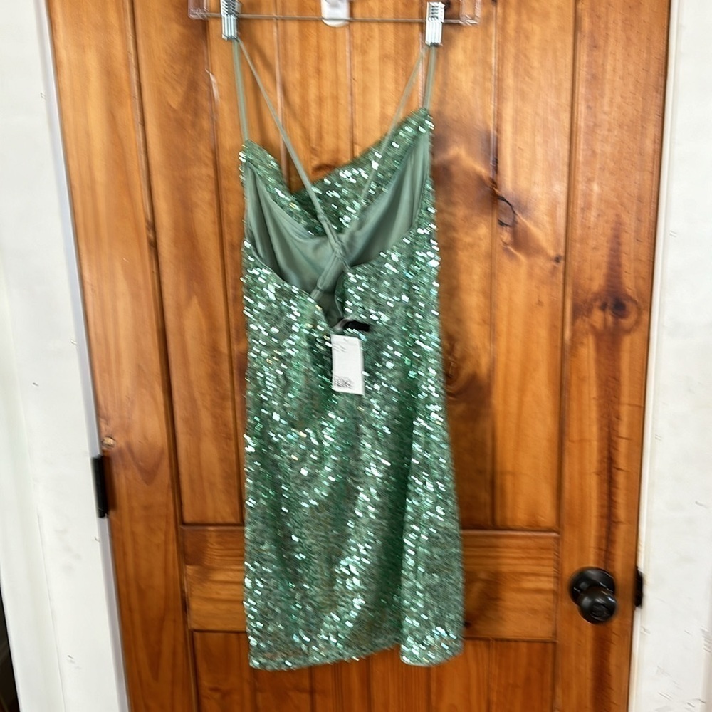 NWT H&M green sequin party dress size XS - Picture 2 of 10